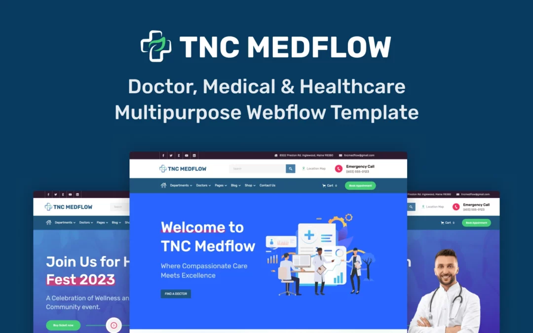 TNC MedFlow Ecommerce – New Webflow Medical Template (With Video)