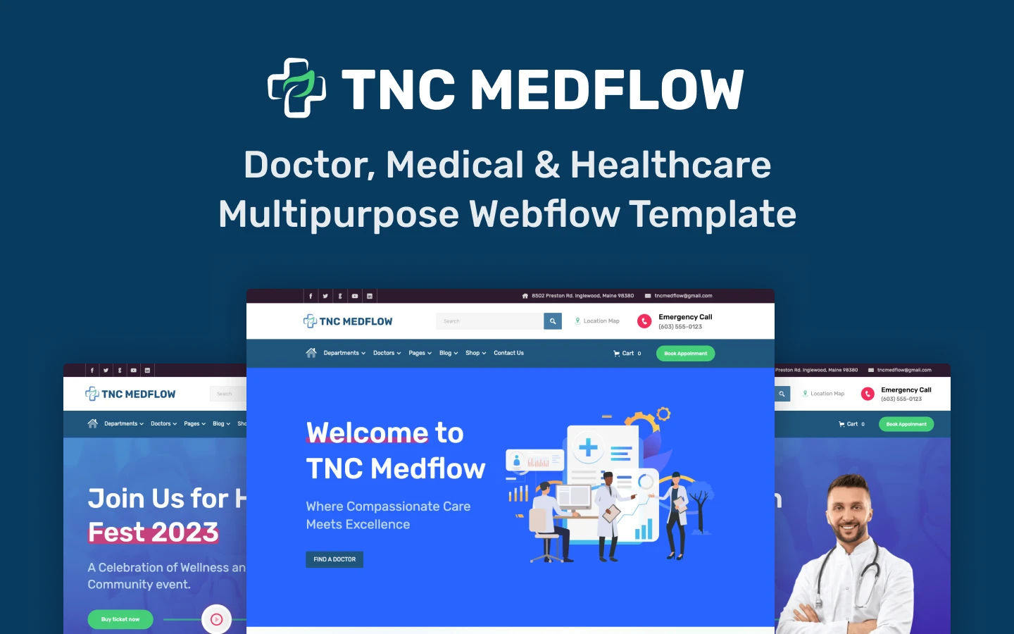 TNC MedFlow Ecommerce - Hospital Website Template for webflow