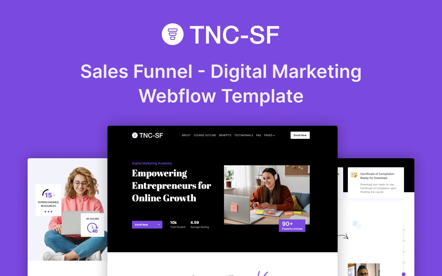 TNC Sales Funnel - Learning Website Template For Webflow